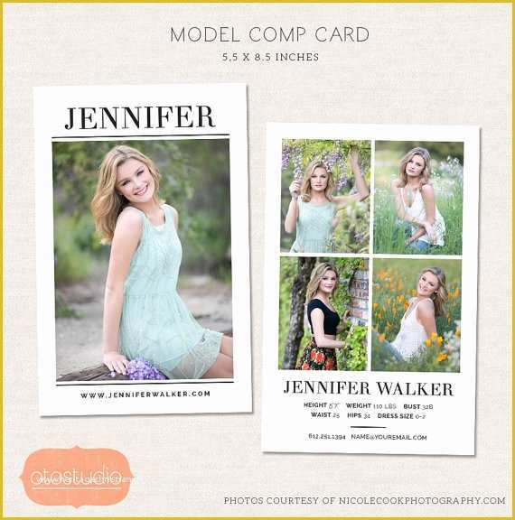 Free Comp Card Template Of Model P Card Shop Template Simple Chic Cm004