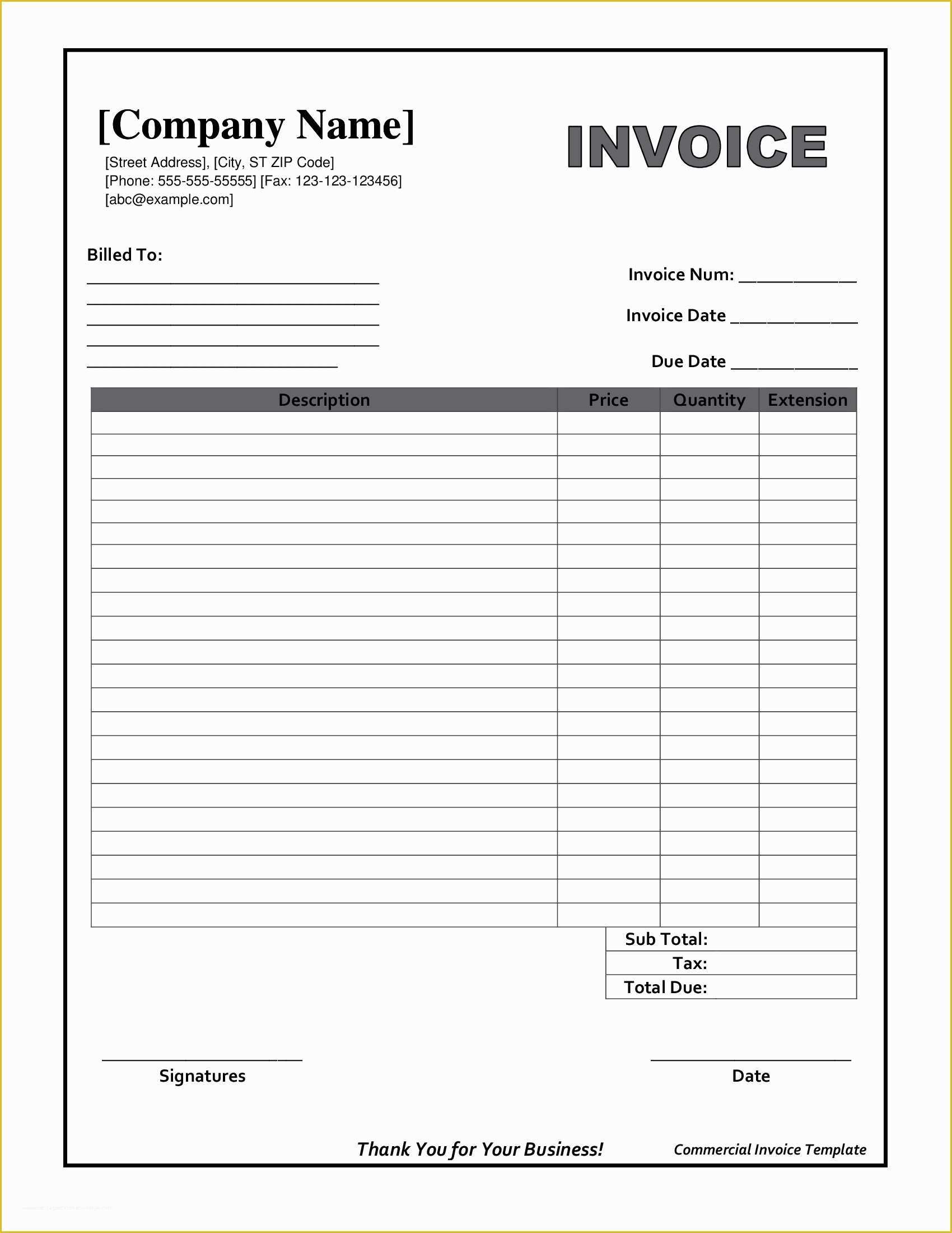 Free Company Invoice Template Of Blank Invoice form Free