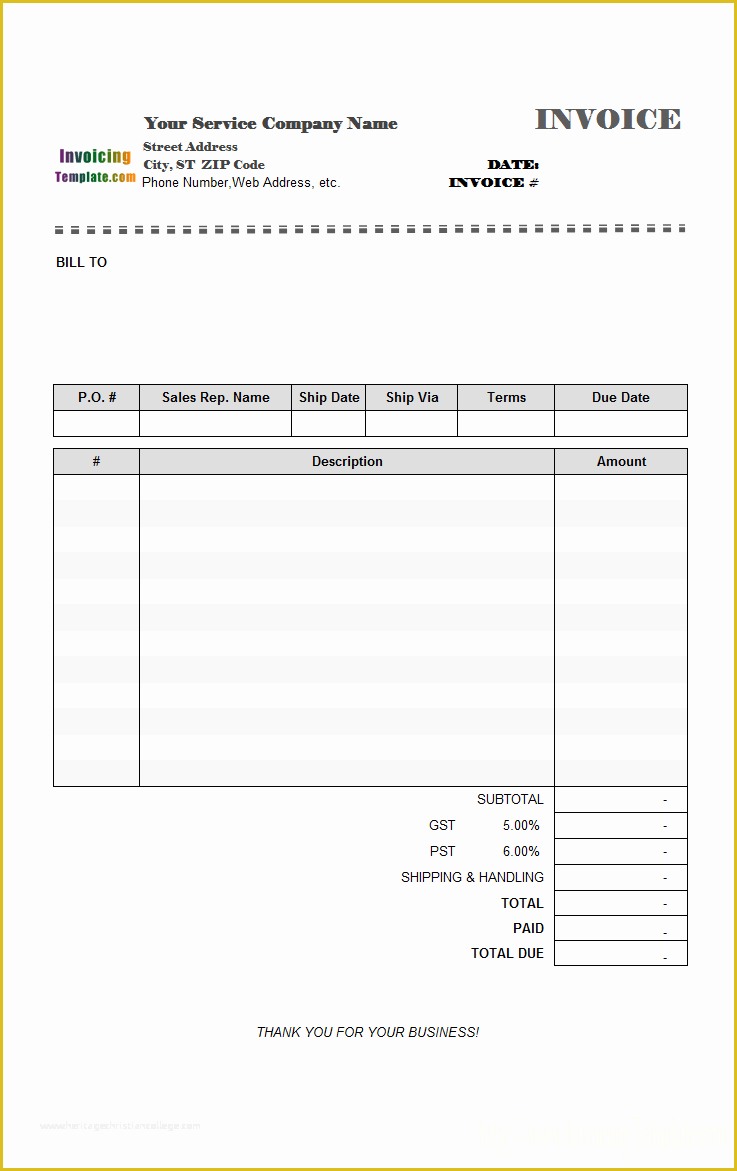Free Company Invoice Template Of Blank Service Invoice Template Mughals
