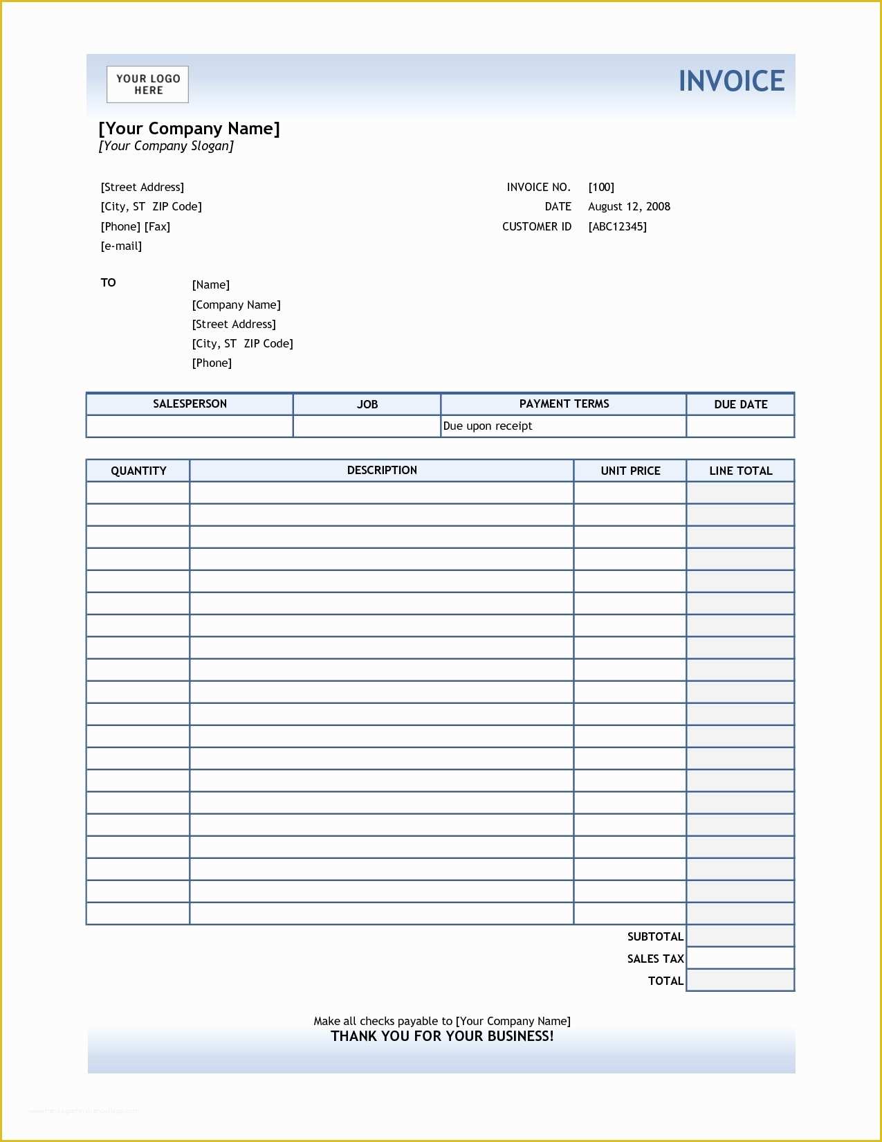 Free Company Invoice Template Of Business Invoice Template Excel Invoice Template Ideas