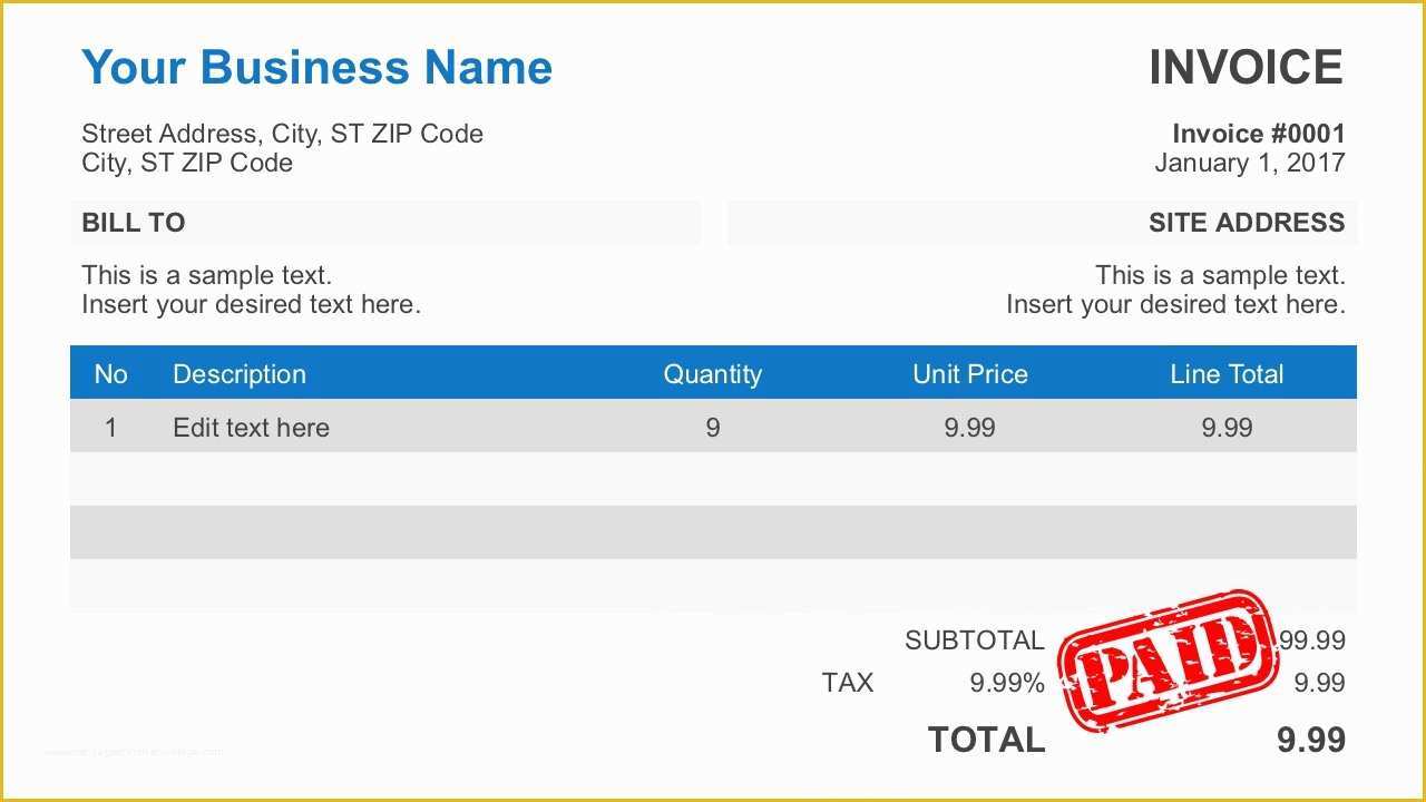 Free Company Invoice Template Of Simple Invoice Template for Powerpoint