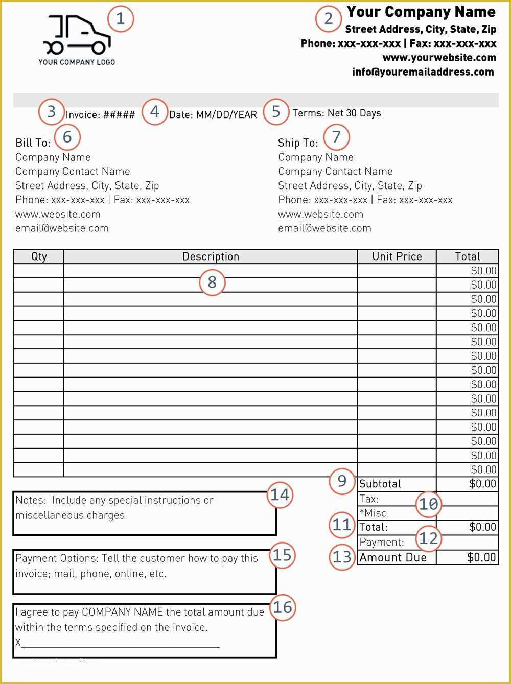 Free Company Invoice Template Of Trucking Invoice Template Free Invoice Template Ideas