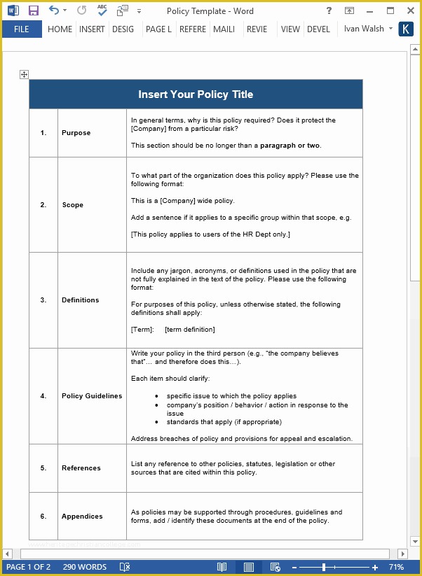 Free Company Policies and Procedures Template Of Download Policy & Procedures Manual Templates Ms Word 68