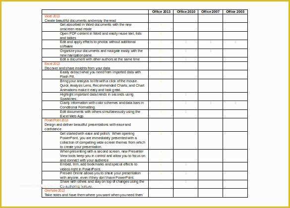 Free Comparison Chart Template Excel Of Free Parison Chart Template Excel