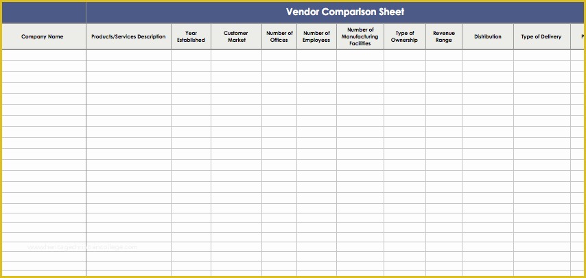 Free Comparison Chart Template Excel Of Vendor Parison Template Excel