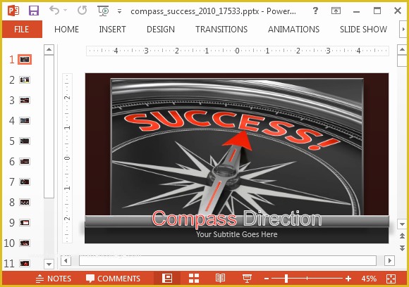 Free Compass Powerpoint Template Of Animated Success Pass Powerpoint Template