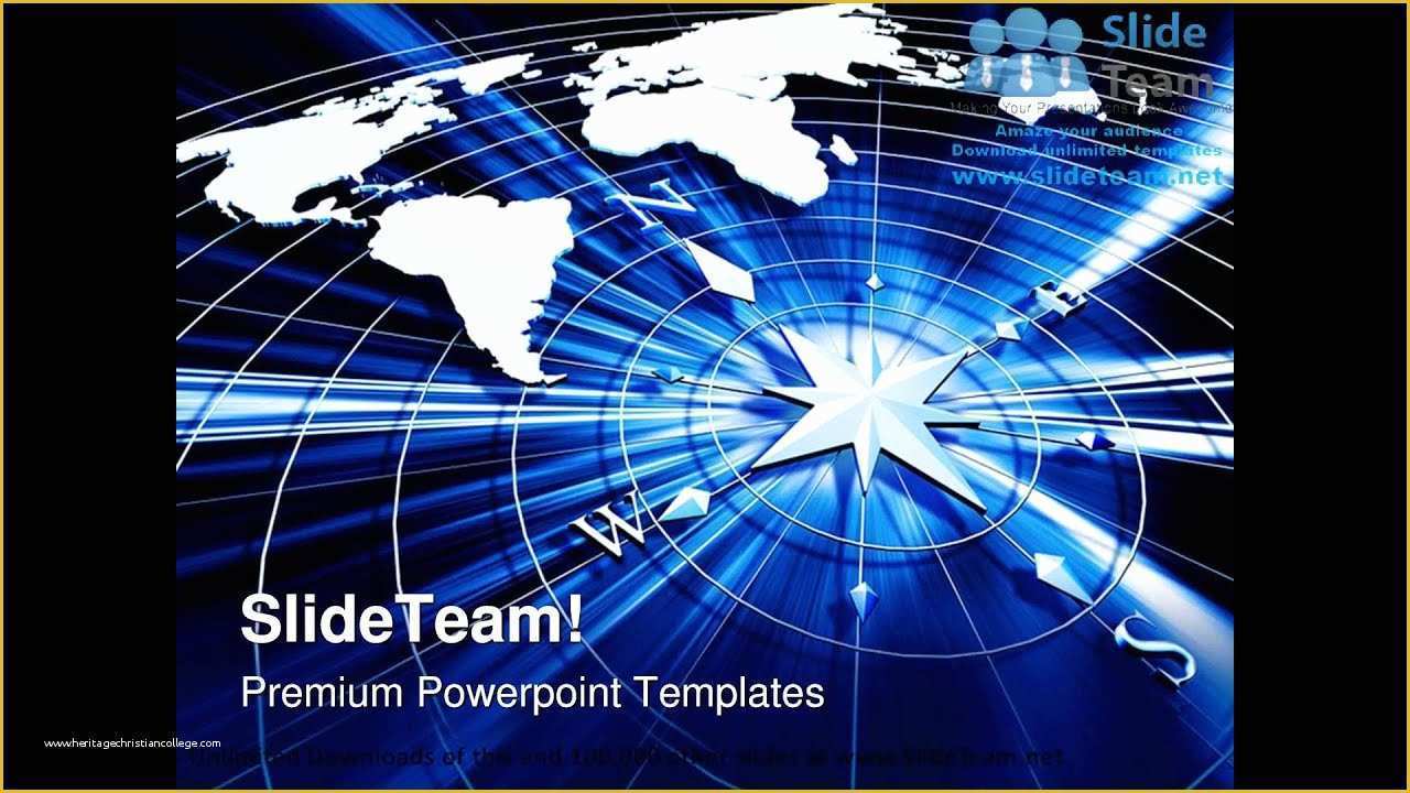 Free Compass Powerpoint Template Of Pass with World Map Technology Powerpoint Templates