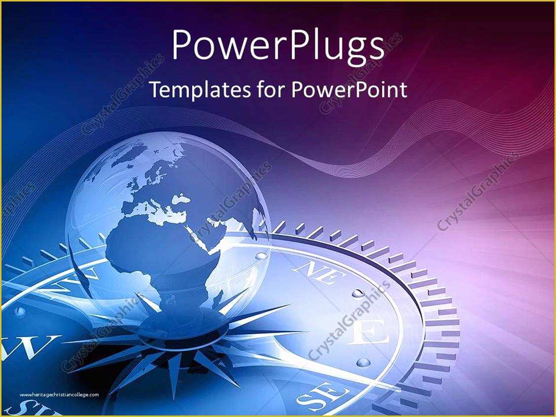 Free Compass Powerpoint Template Of Powerpoint Template Globe On Pass Graphics Blue and