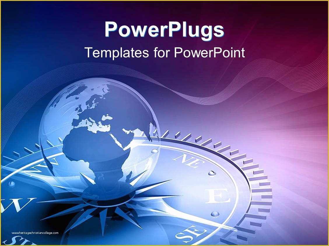 Free Compass Powerpoint Template Of Powerpoint Template Globe On Pass Graphics Blue and
