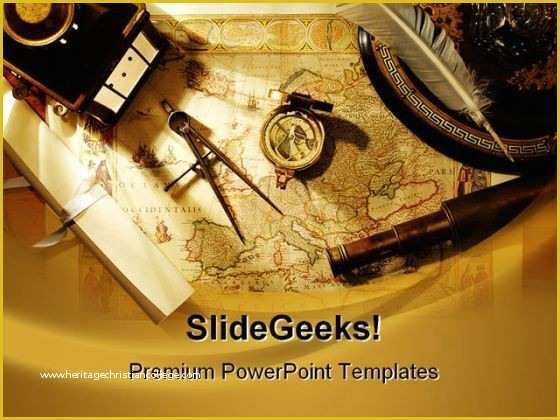 Free Compass Powerpoint Template Of World Map and Pass Travel Powerpoint Backgrounds and