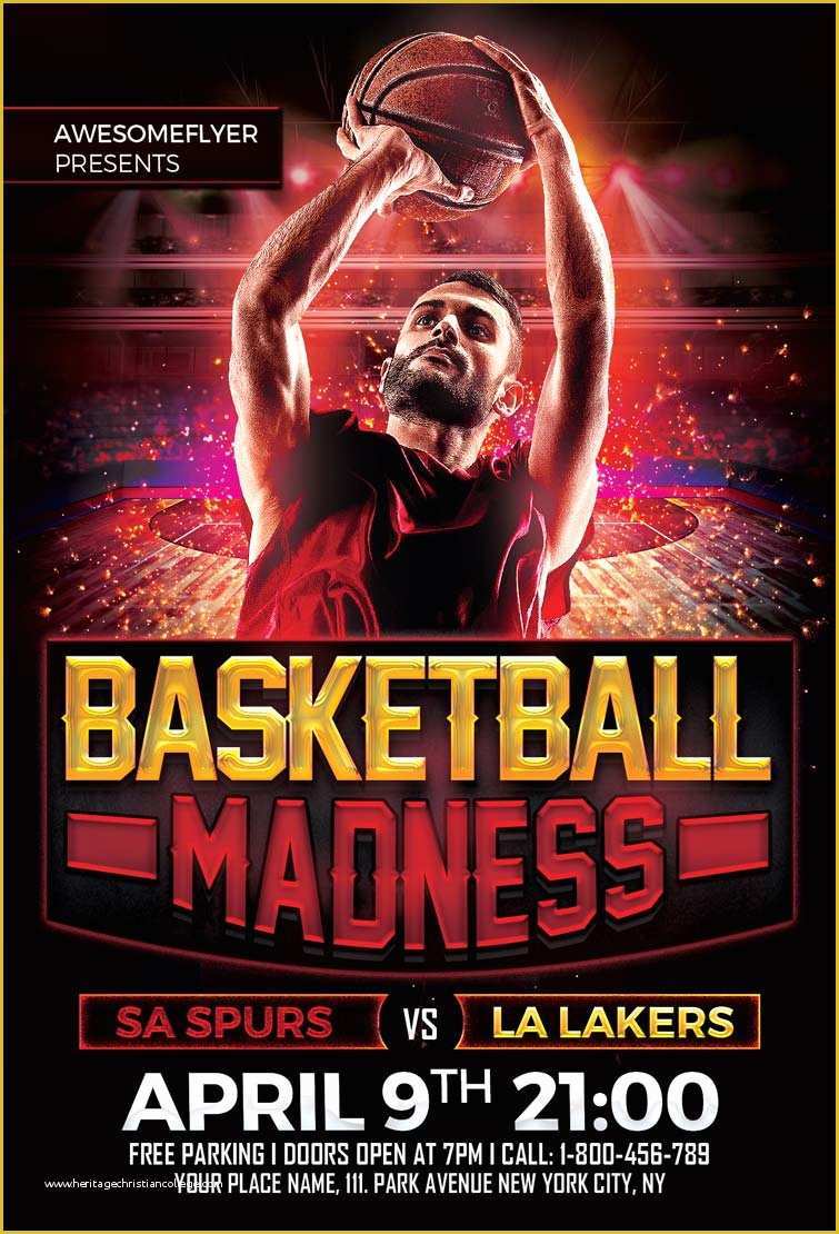 Free Concert Flyer Template Psd Of Free Basketball Madness Flyer Template