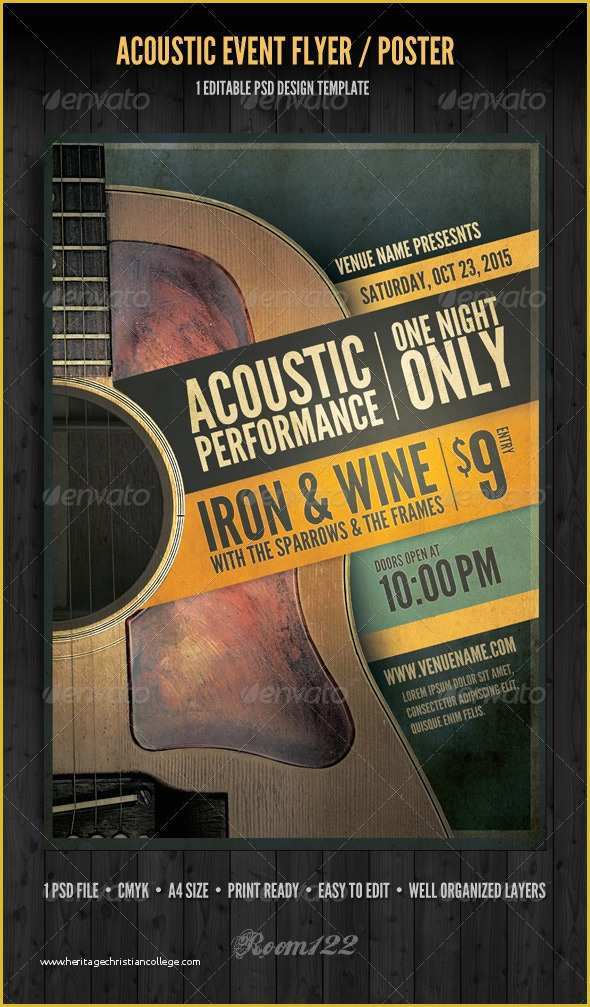 Free Concert Poster Template Of Acoustic event Flyer Poster Template