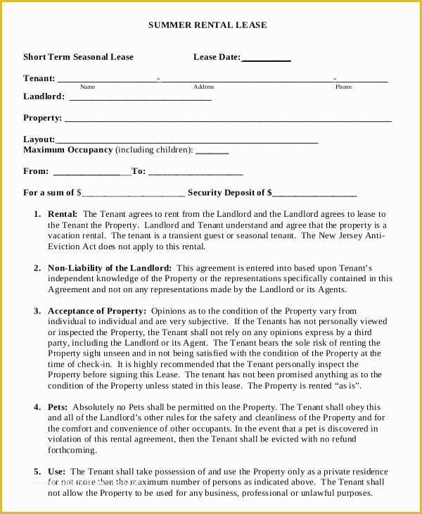 Free Condo Rental Agreement Template Of 10 Vacation Rental Agreement – Free Sample Example
