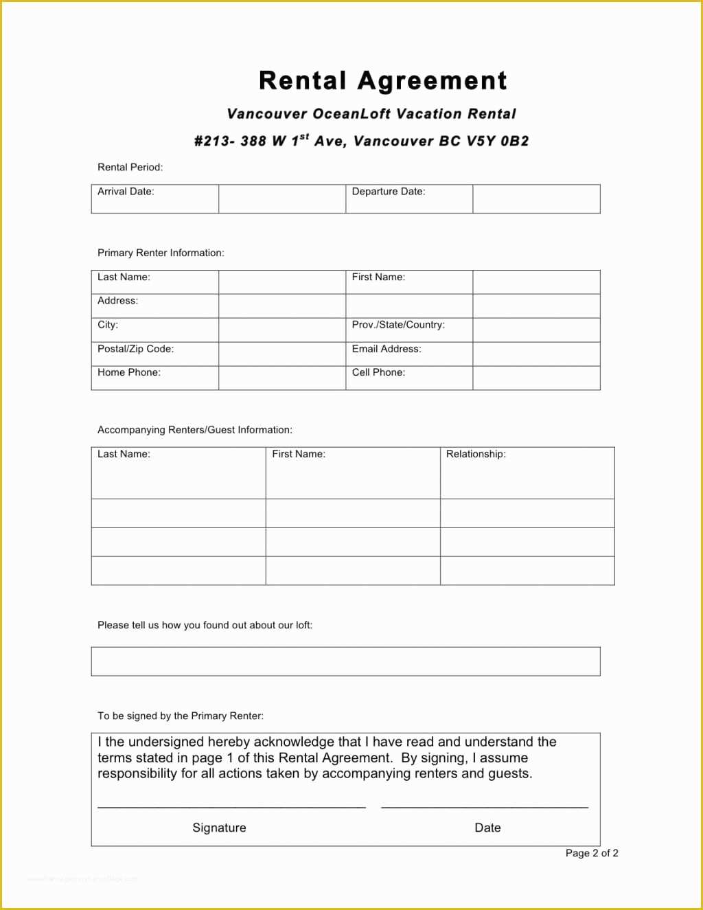 Free Condo Rental Agreement Template Of 6 Free Rental Agreement Templates Excel Pdf formats