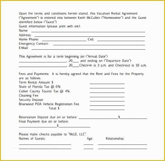 Free Condo Rental Agreement Template Of 7 Vacation Rental Contract Template Uifia