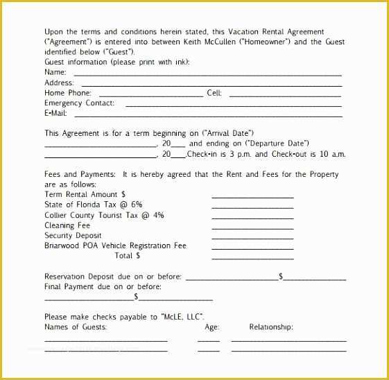 Free Condo Rental Agreement Template Of 7 Vacation Rental Contract Template Uifia