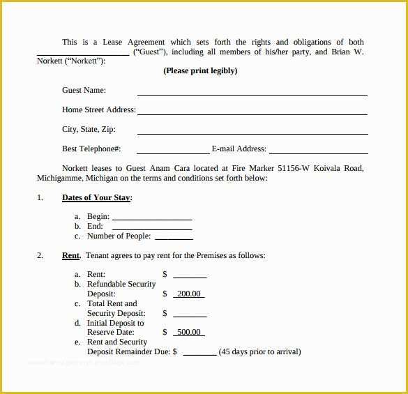 Free Condo Rental Agreement Template Of 8 Sample Vacation Rental Agreements – Pdf Word