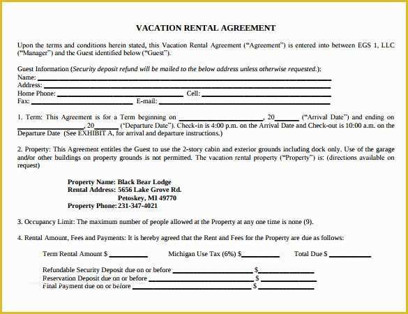 Free Condo Rental Agreement Template Of 8 Vacation Rental Agreement Templates