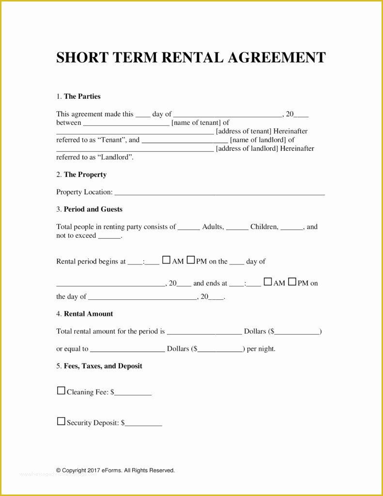 Free Condo Rental Agreement Template Of Free Vacation Short Term Rental Lease Agreement Word