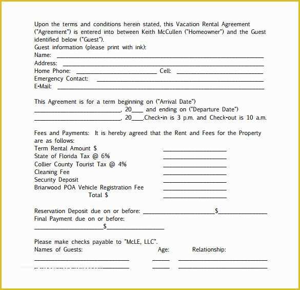 Free Condo Rental Agreement Template Of Sample Vacation Rental Agreement 7 Free Documents In