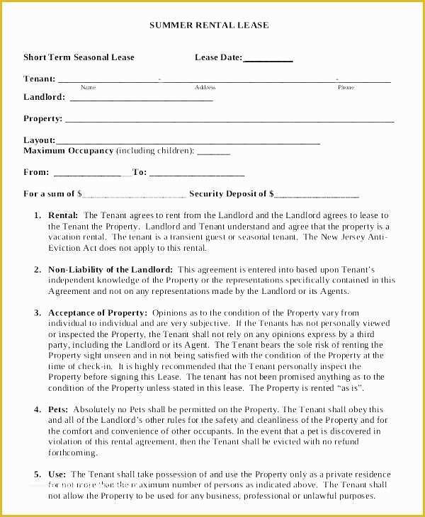 Free Condo Rental Agreement Template Of Simple Land Lease Agreement Template Free Weekly Rental 9