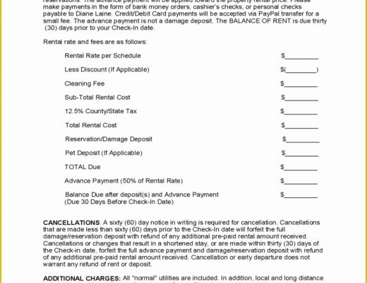 Free Condo Rental Agreement Template Of Standard Vacation Rental Agreement Template Free Download