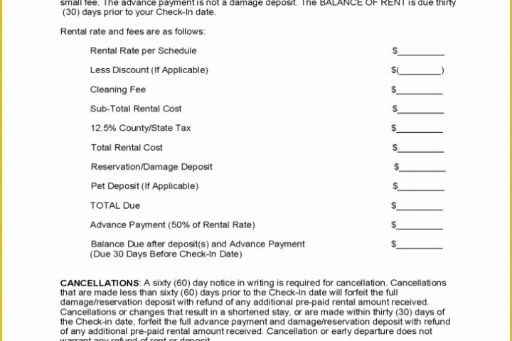 Free Condo Rental Agreement Template Of Standard Vacation Rental Agreement Template Free Download