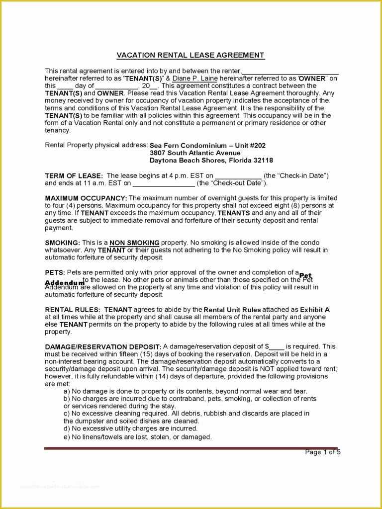 Free Condo Rental Agreement Template Of Vacation Rental Agreement 6 Free Templates In Pdf Word
