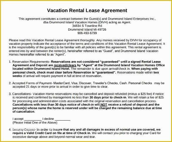 Free Condo Rental Agreement Template Of Vacation Rental Agreement 8 Download Documents Free In
