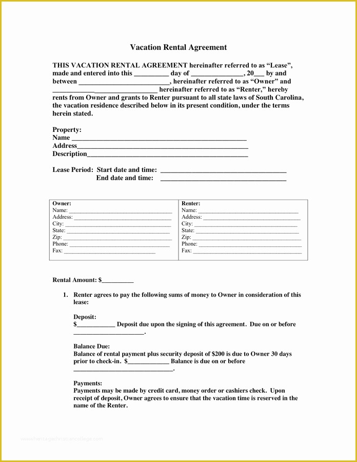 Free Condo Rental Agreement Template Of Vacation Rental Agreement In Word and Pdf formats