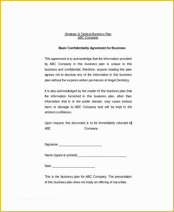 Free Confidentiality Agreement Template Word Of 15 Basic Confidentiality Agreement Templates Free