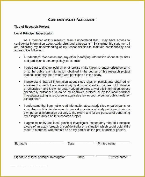 Free Confidentiality Agreement Template Word Of 33 Confidentiality Agreement Templates Free Word Pdf