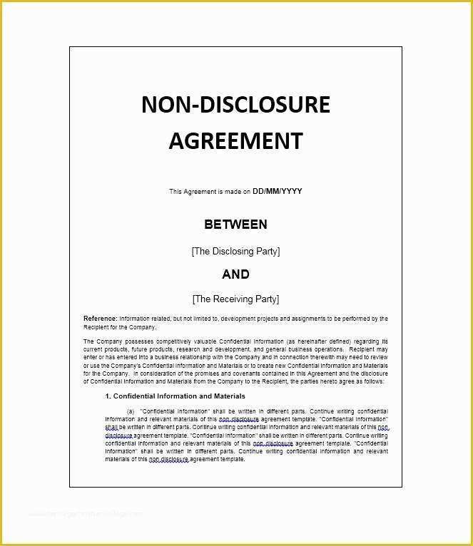 Free Confidentiality Agreement Template Word Of 40 Non Disclosure Agreement Templates Samples & forms