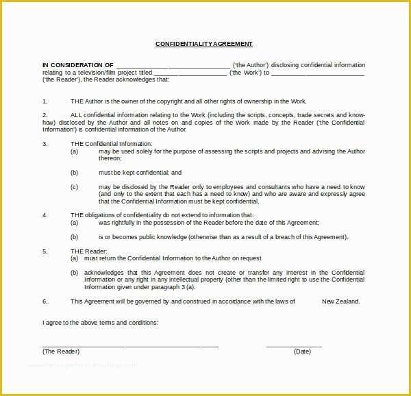 Free Confidentiality Agreement Template Word Of Basic Confidentiality Agreement – 18 Free Word Pdf
