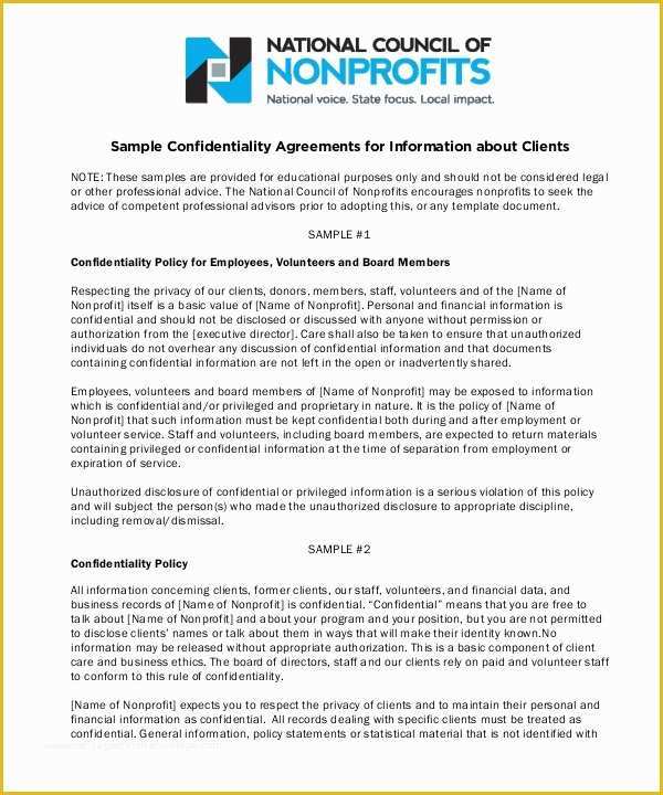 Free Confidentiality Agreement Template Word Of Basic Confidentiality Agreement – 18 Free Word Pdf