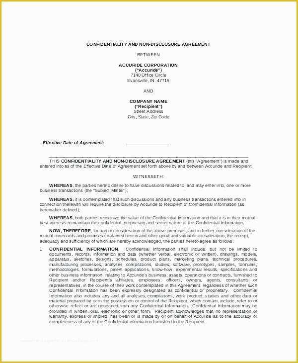Free Confidentiality Agreement Template Word Of Basic Confidentiality Agreement Template