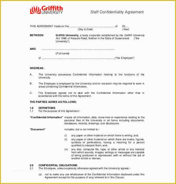 Free Confidentiality Agreement Template Word Of Confidentiality Agreement Templates 9 Free Word