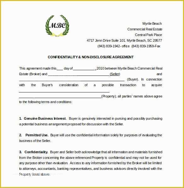 Free Confidentiality Agreement Template Word Of Nda Agreement Template Word