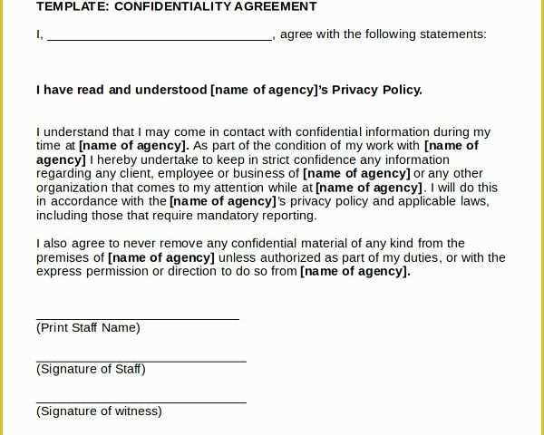 Free Confidentiality Agreement Template Word Of Standard Non Disclosure Agreement form – 10 Free Word