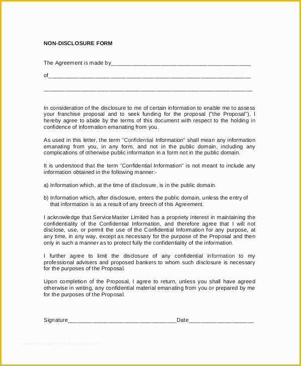 Free Confidentiality Agreement Template Word Of Standard Non Disclosure Agreement form 20 Free Word