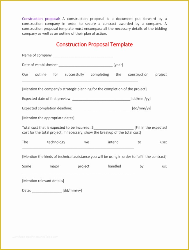 Free Construction Bid Proposal Template Download Of Construction Proposal Template 4 Best Sample