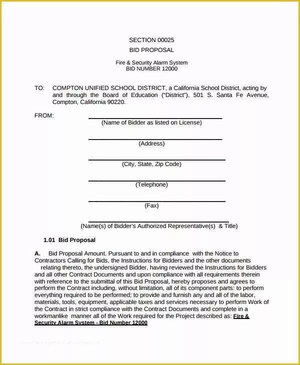 42 Free Construction Bid Proposal Template Download