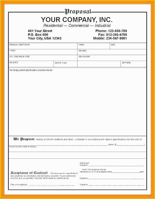 Free Construction Bid Proposal Template Download Of Contractor Proposal Template Contract Proposal Examples