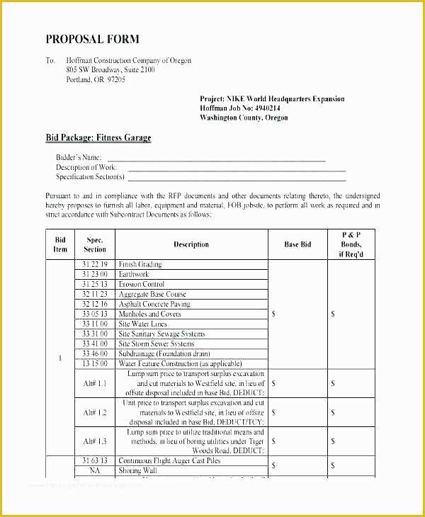 Free Construction Bid Proposal Template Download Of Free Construction Proposal Template – Onwebo