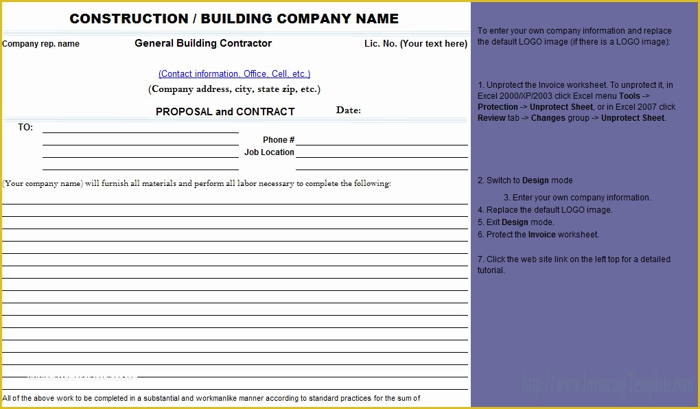 Free Construction Bid Template Of Best S Of Contractors Proposal Template Free