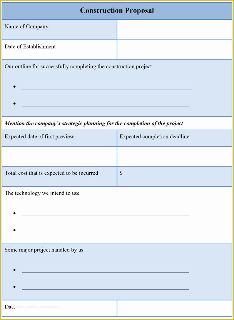 Free Construction Bid Template Of Construction Proposal Template