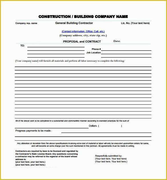 Free Construction Bid Template Of Construction Proposal Templates 19 Free Word Excel