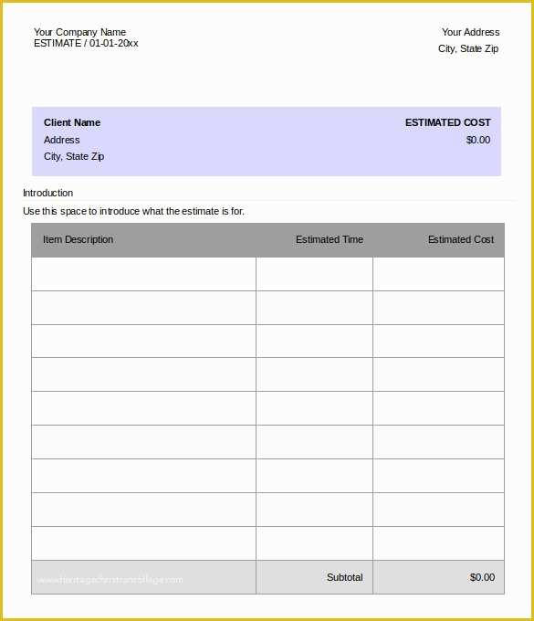 Free Construction Estimate Template Of 26 Blank Estimate Templates Pdf Doc Excel Odt