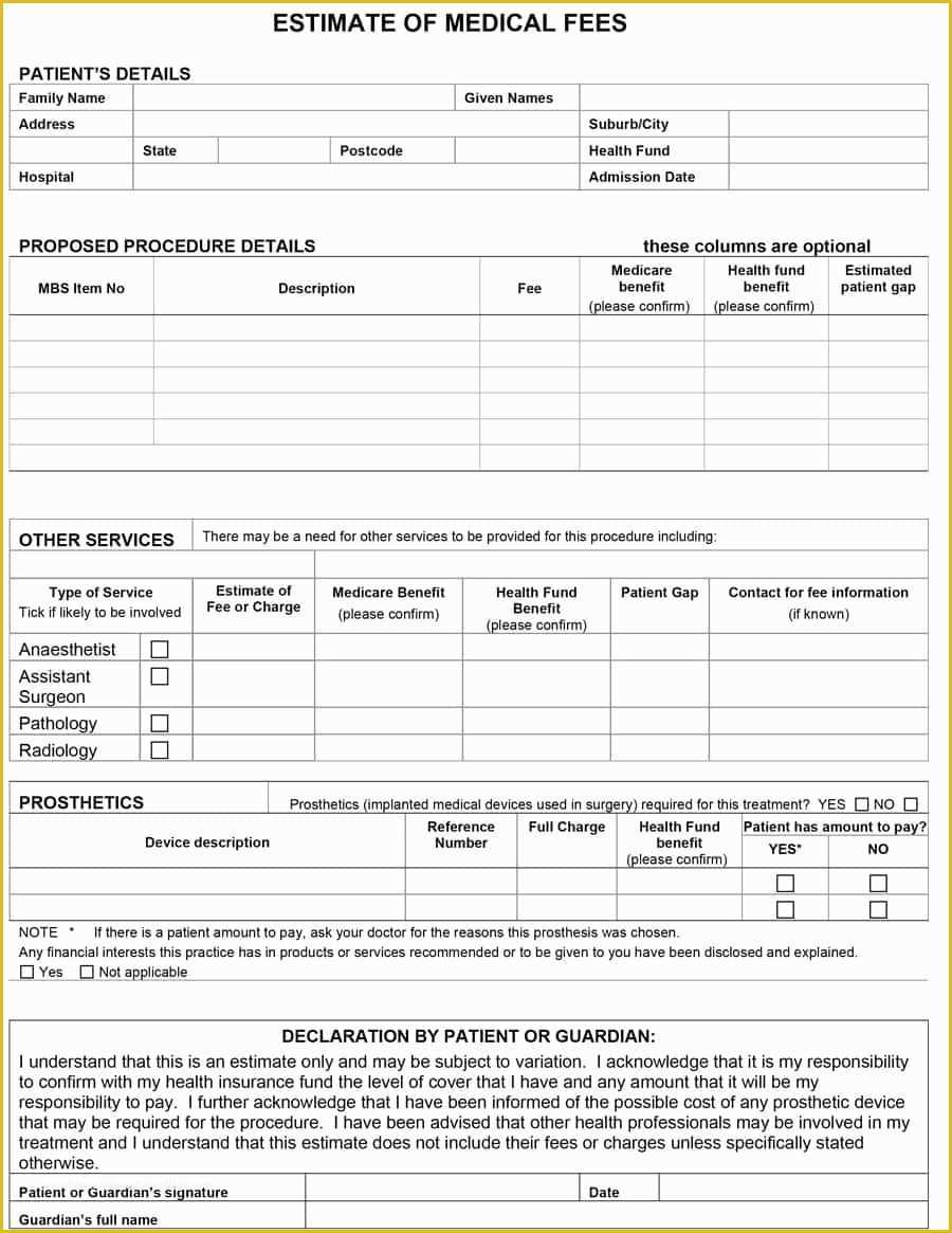 Free Construction Estimate Template Of 44 Free Estimate Template forms [construction Repair