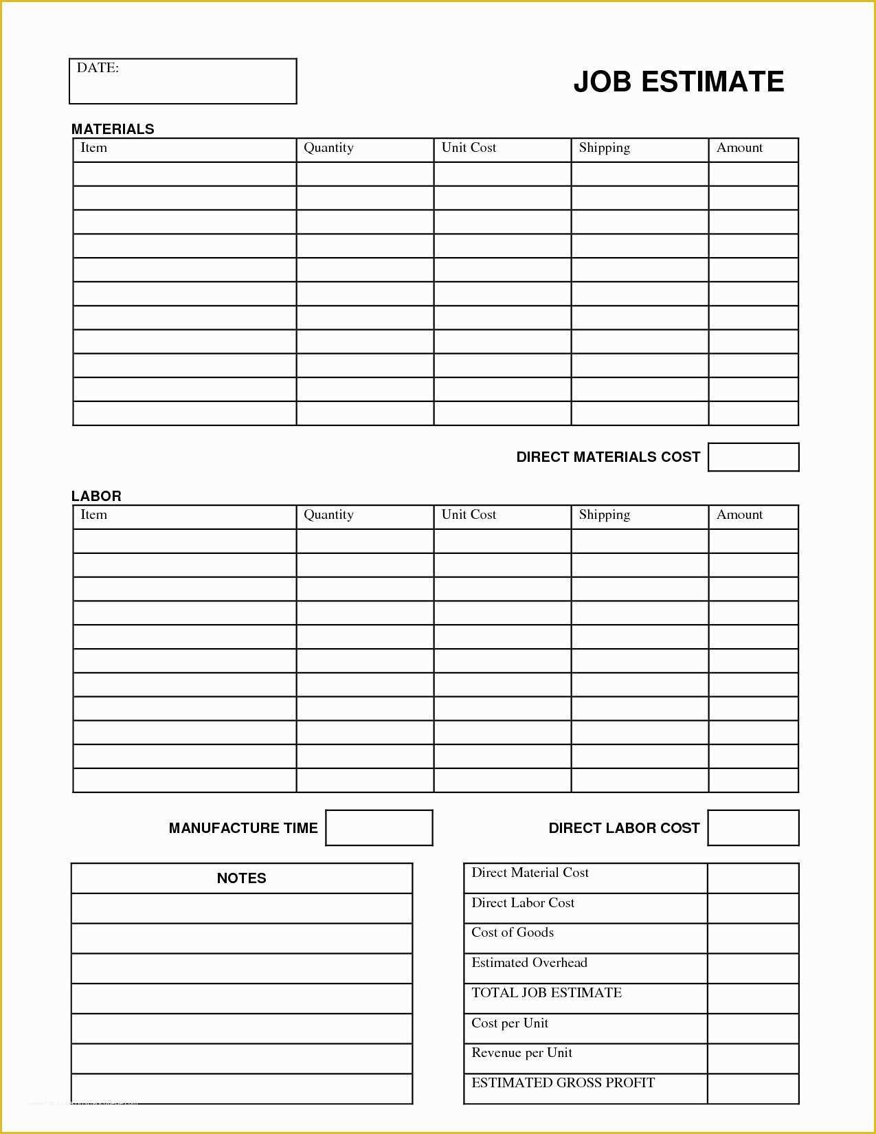 Free Construction Estimate Template Of Plumbing Estimate Construction Worksheet Estimating